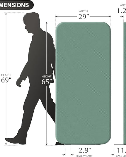 DECOLAB Standing Room Divider, Space Privacy Partition, Portable Wall Panel for Studio Apartment, Office, Home, Classroom, Scratch Resistance, 29"x65", Aqua