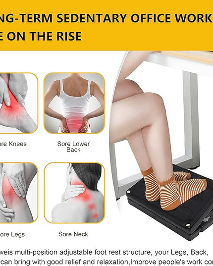 Adjustable Foot Rest Under Desk - Ergonomic Office Foot Stool with Massage, Leg Rest for Desk, Anti-Slip Design for Home & Work, Improves Posture (PB-Black)