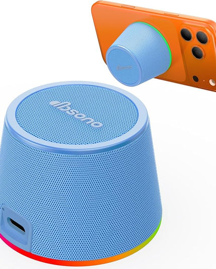 Small Bluetooth Speaker Gifts for Teens: Valentines Gifts for Him Her, 3 IN 1 Portable Magnetic Speaker with 9-Mode Lights, Waterproof Phone Stand for Desk, Cool Birthday Gadget Gifts for Adults