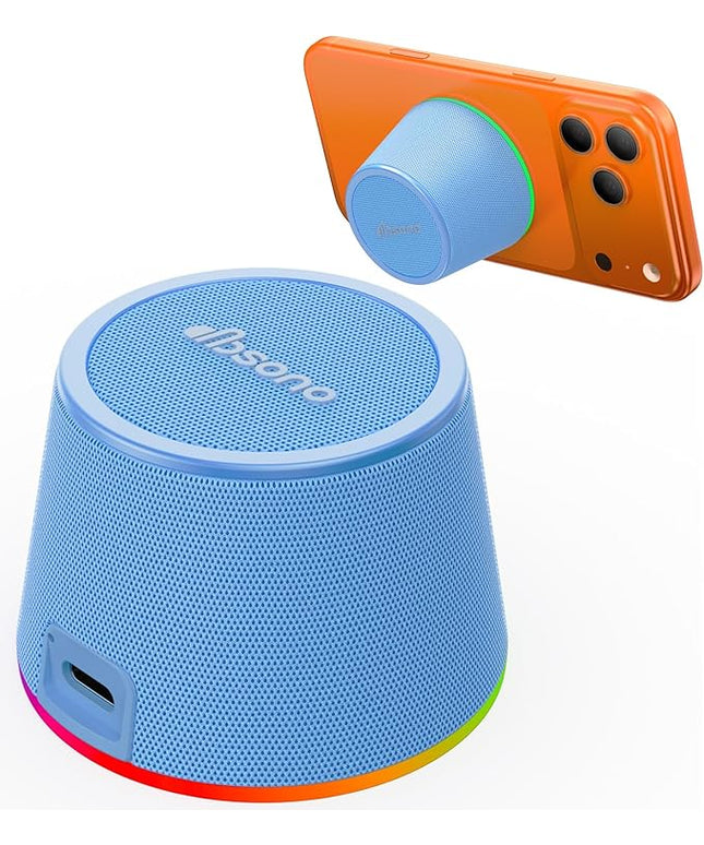 Small Bluetooth Speaker Gifts for Teens: Valentines Gifts for Him Her, 3 IN 1 Portable Magnetic Speaker with 9-Mode Lights, Waterproof Phone Stand for Desk, Cool Birthday Gadget Gifts for Adults