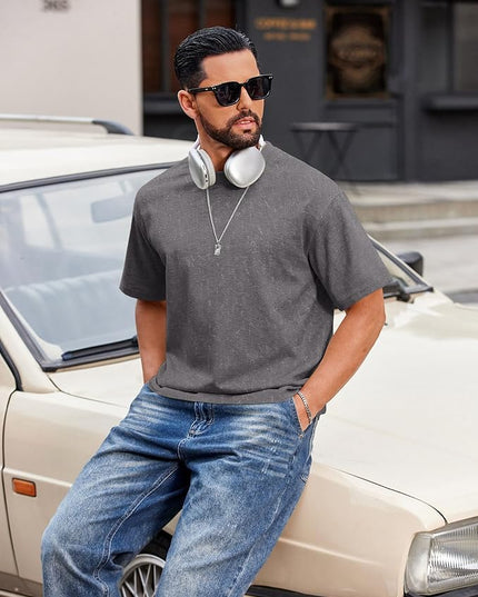 COOFANDY Men's Cotton T-Shirts Oversized Shirt Short Sleeves Streetwear Loose Fit Summer Tee Tops Washed Basic Unisex Shirts