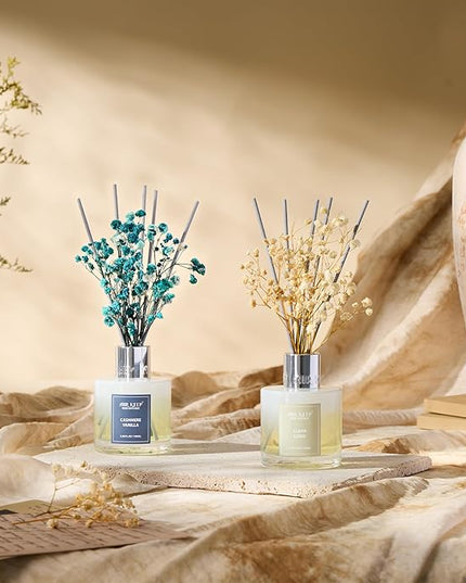 Airkeep Reed Diffuser 3.38 oz (100ml) 2pk,Clean Linen/Cashmere Vanilla Scented Reed Diffuser Set,Reed Diffuser & Oil Diffuser Sticks, Aromatherapy, Home & Kitchen Décor,Fragrance and Gifts