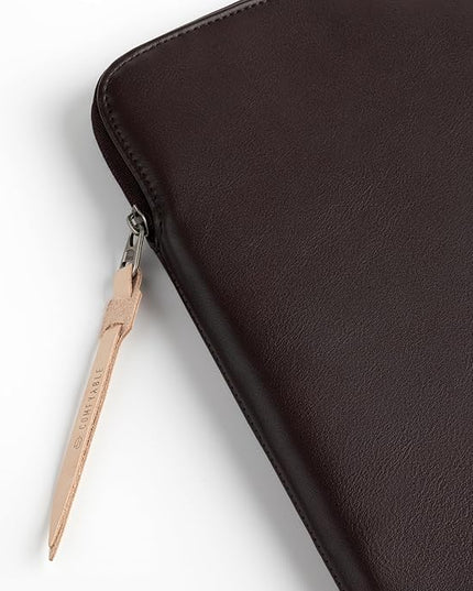 Comfyable Slim Protective Laptop Sleeve 15 Inch 14 Inch, PU Leather Bag Compatible with 15" MacBook Air (Snug Fit) M4 2025 & 14" MacBook Pro M4 (Loose Fit), Computer Case for Mac, Chocolate