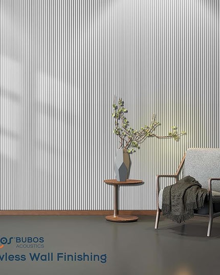 BUBOS 10 Pack Large Acoustic Panels, 48"X 12"X 0.4" Sound Proof Panels for Walls,Decorative Self-Adhesive Acoustical Wall Panels,3D Slat Sound Panels for Home Office Studio (White 01)