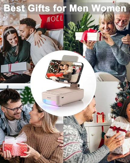 Gifts for Men Him, Cell Phone Stand with Bluetooth Speaker&Led Color Changing Light, Unique Gifts for Women Dad Her Husband, Birthday Gifts for Men