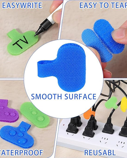 Multi-Color Nylon Cable Labels Tags, 30 PCS Reusable Cord Labels for Electronics Writable Electronic Cable Identification Tags, Self-Adhesive Oval Tag Wire Label Wire Markers for Organization