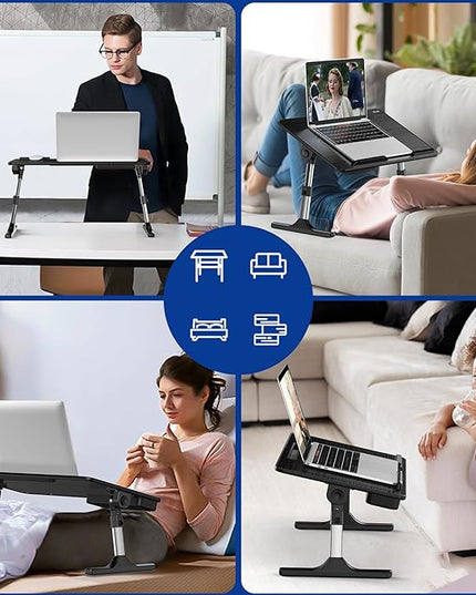 Besign LT05 Adjustable Laptop Table, Lap Desk, Portable Standing Bed Desk, Foldable Sofa Breakfast Tray, Notebook Computer Stand for Reading and Writing, Medium Size, Black