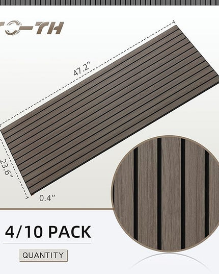 TO-TH Wood-Look Acoustic Wall Panels, 10 Pack 47.2” x 23.6” Sound Panels, Decorative Wood Panels for Wall Sound Dampening Panels for Home, Office, Basement, Walnut with Mitered Edges
