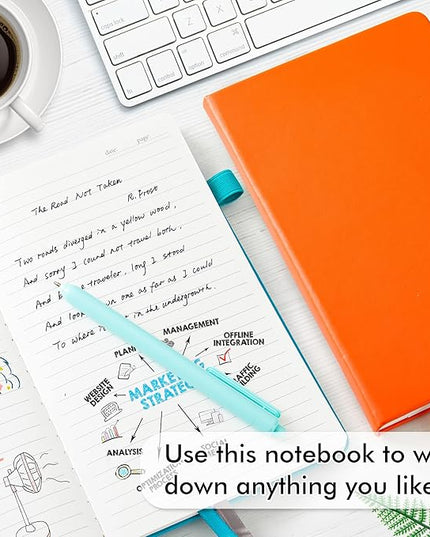 feela Notebooks Journals Bulk, Hardcover Notebook Classic Ruled Journal Set with Pen Holder for School Business Work Travel Writing, with 12 Black Pens, 120 GSM, 5.1”x8.3”, 12 Pack, A5, Solid Colors