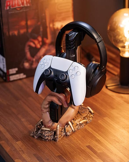 Exclusive Gaming Controller Holder & Headset stand figure for GTA VI and Call of Duty and Fortnite Gaming Room Decor | Staff Room accessories For PC PlayStation & Xbox | Shooter Decor | Present For Gamers Adults Kids Accessories