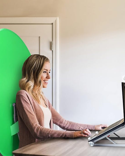Webaround Big Shot 56" | Green | Portable Collapsible Webcam Backdrop | Attaches to Any Chair | Wrinkle-Resistant Fabric | Ultra-Quick Setup and Takedown | Perfect for Zoom, Webex, Teams, etc.