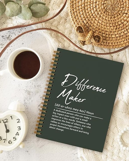 OXW Difference Maker Gift Notebook Journal, Office Notebook for Work, Thank You Gifts for Leader Mentor Boss, Leadership Gifts Journal, Dark Gren Spiral Notebook 5.5 x 8.3