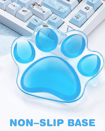 Ergonomic Blue Cat Paw Silicone Wrist Rest Pad for Mouse, Cute Computer Mouse Wrist Support for Arm Pain Relief, Hand Wrists Cushion for Home and Office Working Gaming Anti-Fatigu