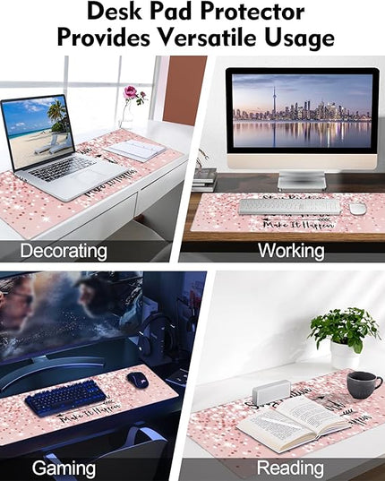 Galdas Gaming Mouse Pad XXL XL Large Long Extended Big Mousepad Non-Slip Rubber Keyboard Mouse Pad with Stitched Edges for Laptop Home Office (31.5x11.8x0.08 Inch) … (Bling Words)