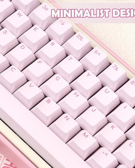 Minimalist Cute Pink Keycap - PBT Cherry Profile Custom Key Cap for Mechanical Gaming Keyboard, 130 Keys Dye Sublimation Keycap Set