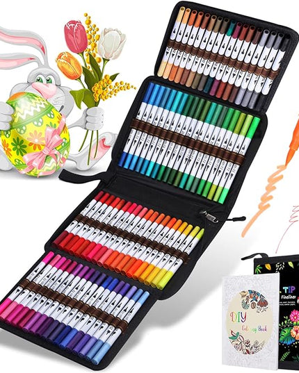 ZSCM 72 Colors Markers for Adult Coloring Books No Bleeding - Dual-Tip Art Markers, Fine & Brush Tip Coloring Pen for Adult Calligraphy, Drawing, Sketch Art & Creative Journaling