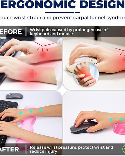 Gel Wrist Rest for Keyboard and Mouse, Wrist Rest for Keyboard, Mouse Wrist Support, Pain Relief, Cool Touch, Non-Skid, Keyboard and Mouse Wrist pad Set