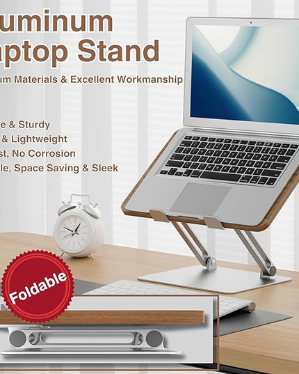 AVARO Adjustable Laptop Stand – Ergonomic Laptop Stand with Customizable Height & Angle, Robust Design Laptop Riser for Desk, Portable, Foldable & Durable Computer Stand for Home or Office Use