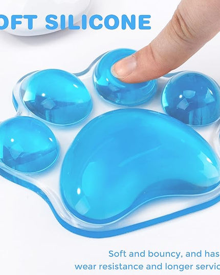 Ergonomic Blue Cat Paw Silicone Wrist Rest Pad for Mouse, Cute Computer Mouse Wrist Support for Arm Pain Relief, Hand Wrists Cushion for Home and Office Working Gaming Anti-Fatigu