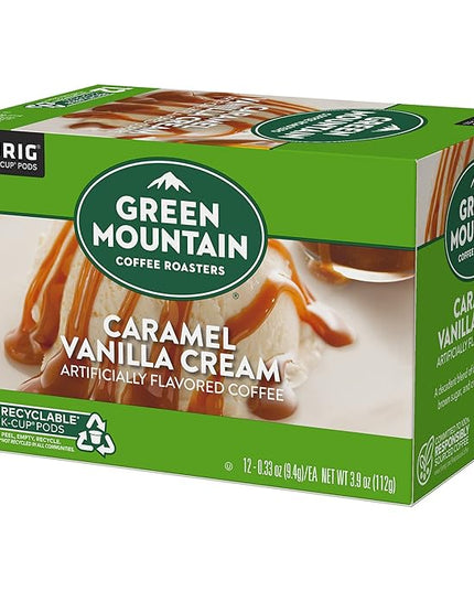 Green Mountain Coffee Roasters Caramel Vanilla Cream Keurig Single-Serve K-Cup pods, Light Roast Coffee, 12 Count