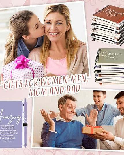 Kosiz Inspirational Valentines Christian Gifts Bulk A6 Notebook Prayer Journal with Pens Spiral Journal Religious Gift for Women Men Church Bible Study Group Teacher Coworker(24 Sets,Fresh Color)