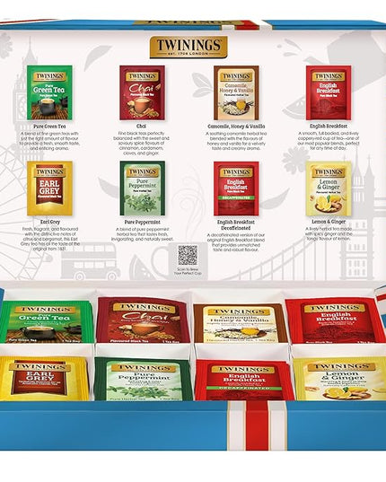 Twinings Tea Classics Collection Gift Box Variety Sampler, 48 Tea Bags (Pack of 1), Enjoy Hot or Iced, Includes Black, Herbal, Green, & Chai Teas
