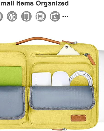 MOSISO 360 Protective Laptop Case 13.3 inch, 13-13.3 inch Laptop Sleeve Compatible with MacBook Air/Pro 13 / Pro 14,HP Dell Acer ASUS,Side Open Carrying Case with 4 Zipper Pockets&Handle, Yellow