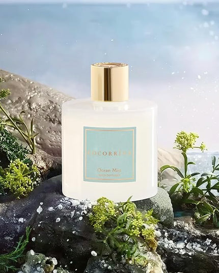 COCORRÍNA Reed Diffuser - Ocean Mist 6.7 Fl.oz Reed Diffuser Set with Sticks & Preserved Baby's Breath, Reed Diffuser for Home Bathroom Shelf Decor
