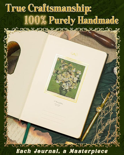 Thick Journal for Women & Girls, 360 Pages A5 Writing Journaling Notebook with Paintings, Women Journal for Writing, Vintage Journal with Gift Box & Pen for Women Gift Ideas (Deep Olive Green)