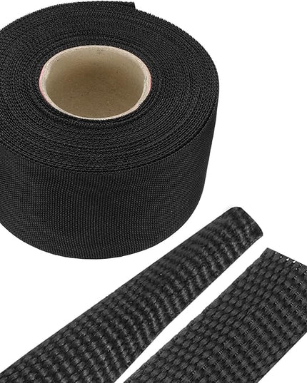 MECCANIXITY Braided Cable Sleeves Heat Shrinkable Fabric Sleeving, 2" 40ft Black 2:1 Ratio Heat Shrinkable Cord Protector for Harness Cable, Network Cable Protection, Cable Management