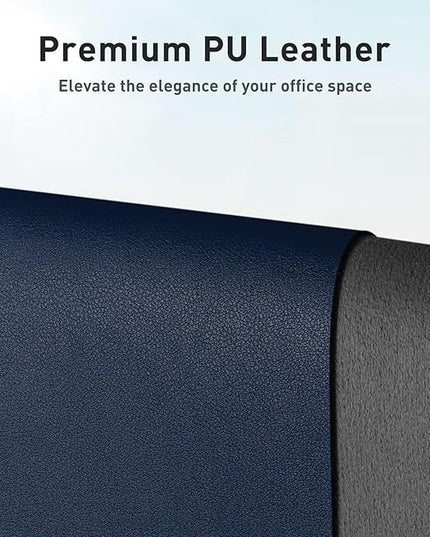 Aothia Leather Desk Pad Protector, Mouse Pad,Office Desk Mat, Non-Slip PU Leather Desk Blotter, Laptop Desk Pad, Waterproof Desk Writing Pad for Office and Home (Dark Blue,36" x 17")