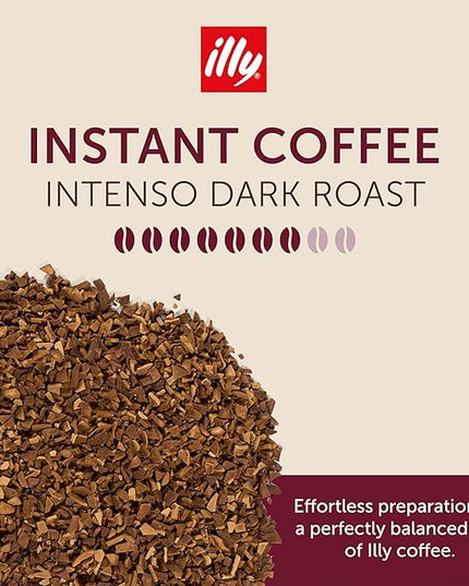 illy Instant Coffee, Intenso Dark Roast, 100% Arabica, Premium Italian Coffee, 3.3oz, 6 Pack