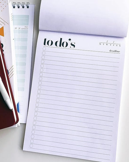 To Do List Notepad A5 Size (8.3"X5.8") Daily To Do List Planner, Productivity Planner, Stylish Design, Quality Thick Paper, Hardcover, Undated, Ruled Pages, Checkboxes, Deadline Column, Date Section.