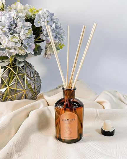 LEAMERR Premium Reed Diffuser Set - 8.8 oz (250 ml) Bedroom Bathroom Living Room Home Fragrance Products Sweet Orange&CEDERWOOD Scent 1 Pack