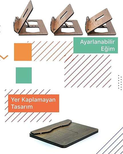 Vigo Wood Book Stand, Book Holder, Reading Stand, Cookbook Holder, Recipe Book Stand, Wooden Book Stands for Reading, Cookbook Stand for Kitchen, Book Holder for Reading in Bed (Cambridge)