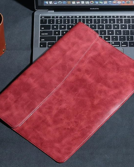 Leather Laptop Sleeve 13 Inch Compatible with MacBook Air M4 M3 M2 M1 2025-2018＆MacBook Pro M2 M1 2025-2016,Wear-Resistant and Scratch-Resistant Protective Case Cover,Red