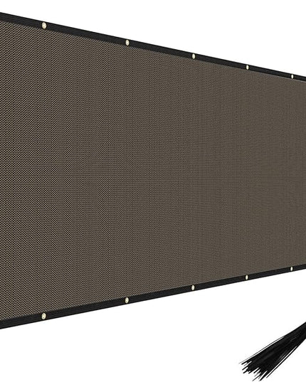 Windscreen4less Privacy Fence Screen Heavy Duty Windscreen Fencing Mesh Fabric Shade Net Cover with Brass Grommtes for Outdoor Wall Garden Yard Pool Deck, 6'x144' Brown