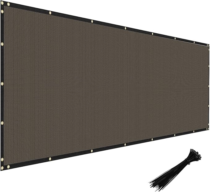 Windscreen4less Privacy Fence Screen Heavy Duty Windscreen Fencing Mesh Fabric Shade Net Cover with Brass Grommtes for Outdoor Wall Garden Yard Pool Deck, 6'x169' Brown