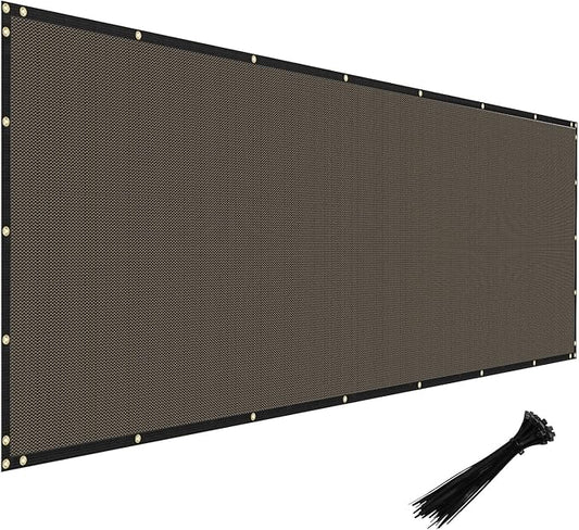 Windscreen4less Privacy Fence Screen Heavy Duty Windscreen Fencing Mesh Fabric Shade Net Cover with Brass Grommtes for Outdoor Wall Garden Yard Pool Deck, 6'x103' Brown