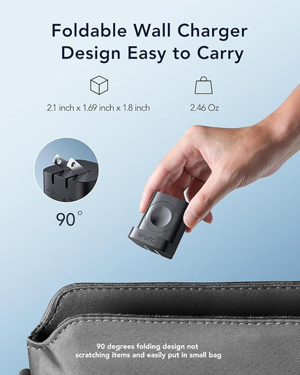 VRURC Charger for iPhone & Apple Watch, 20W USB C Fast Charging Block, 3-in-1 Compact Travel Adapter with 2 Port for iPhone 17/16/15/14/13, Wireless Magnetic for iWatch SE/11/10/9/8/7/6/5/4-Black
