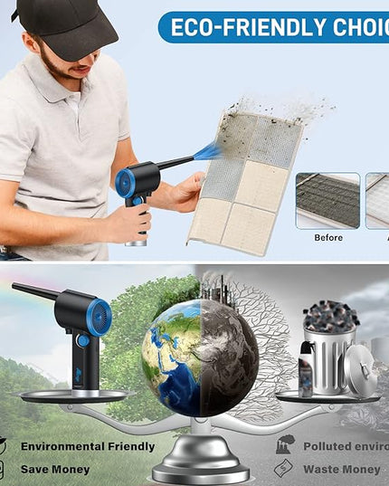 ATEngeus Compressed Air Duster, Electric Air Duster, Cordless Air Duster for Computer, Stepless Speed, Keyboard Cleaner, Replace Canned Air, Brushless Motor, 6000mAh