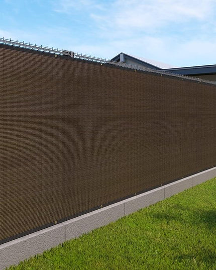 Windscreen4less Privacy Fence Screen Heavy Duty Windscreen Fencing Mesh Fabric Shade Net Cover with Brass Grommtes for Outdoor Wall Garden Yard Pool Deck, 6'x170' Brown