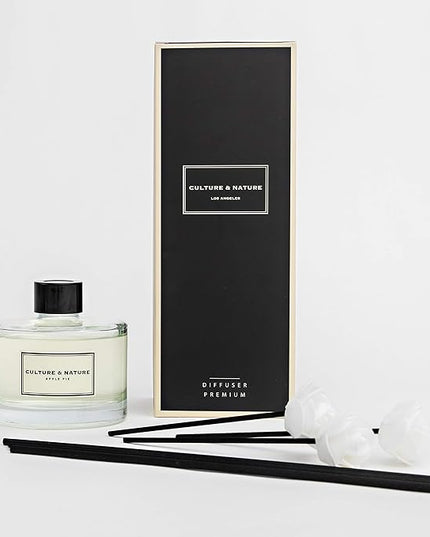 CULTURE & NATURE Reed Diffuser Set 6.7oz (200ml) Apple Pie Scented Diffuser with Sticks Home Fragrance Reed Diffuser for Bathroom Shelf Decor