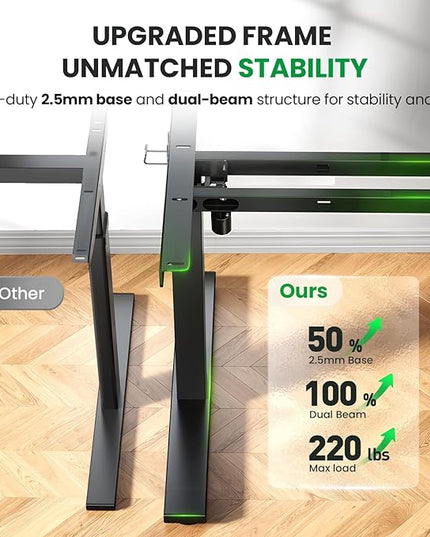 Electric Standing Desk Adjustable - 71x30 Inch Sit Stand Desk with 1 Inch Thick Tabletop, Double Beam Frame, 3 Memory Height Adjustment, Cable Management for Home Office
