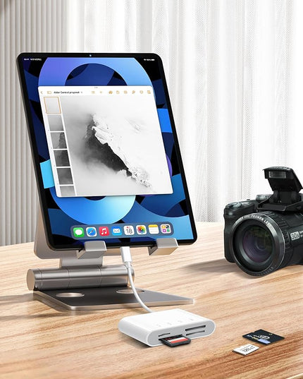 USB C SD Card Reader for iPhone 15 16/iPad/MacBook/Mac, xdgeLoad 4 Slots Type C Reader Supports SD/Micro SD/MS/XD-Picture (xD) Cards, Trail Camera Card Adapter Plug and Play