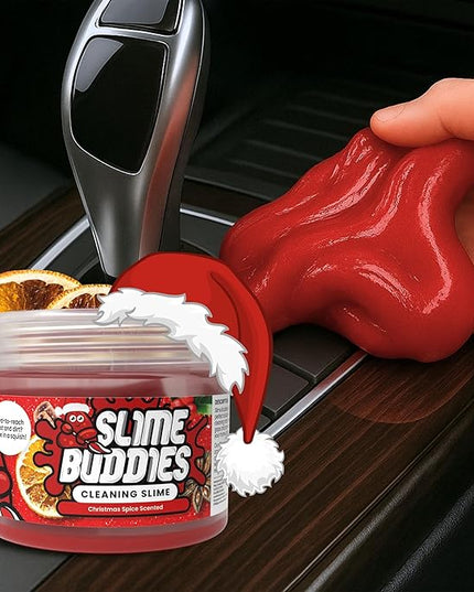 Slime Buddies Car Cleaning Gel Putty - Christmas Spice Scented Interior Detailing Tool for Cup Holders, Air Vents & Keyboard - Reusable Auto Detailing Accessories - Dust Remover Goop