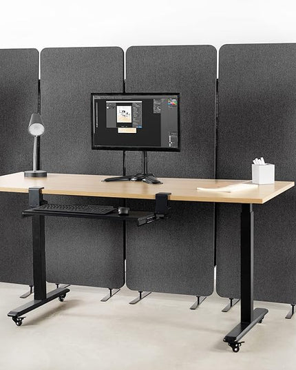 VIVO Freestanding 24 x 66 inch Privacy Panel, Cubicle Divider, Acoustic Wall Partition, Single 24 inch Panel with 2-Sided Zipper Attachment System, Dark Gray, PP-1-T024D