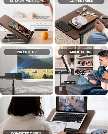 2 in 1 Adjustable Book Stand - Dual-Use Floor and Desktop Book Holder Stand, Height Adjustable 23.5-52 in, Elastic Page Clips for Music Sheet, Recipe, Tablet, Laptop-Black