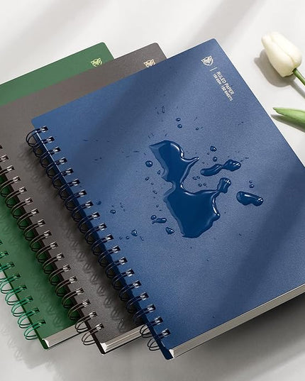 EMSHOI B5 Spiral Notebook College Ruled Lined Journal, Large 7.48" X 10.15", 300 Pages/150 Sheets, 100gsm Thick Paper, Waterproof Hardcover, for Office School Women Men Work Writing Notes, Blue