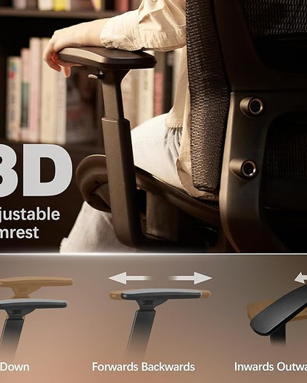 ELABEST T96E Ergonomic Mesh Office Chair with Adjustable Headrest & Footrest,Sturdy Computer Desk Chair - Adjustable Lumbar Support & Armrests,Comfort Wide Seat,Swivel Home Office Chair